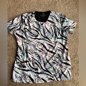 Woman’s size Large Cherokee Infinity scrub top zebra print